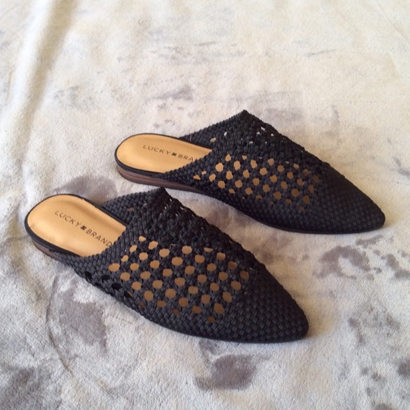 NIB Lucky Brand Baylint Woven Leather Mules - Picture 2 of 4